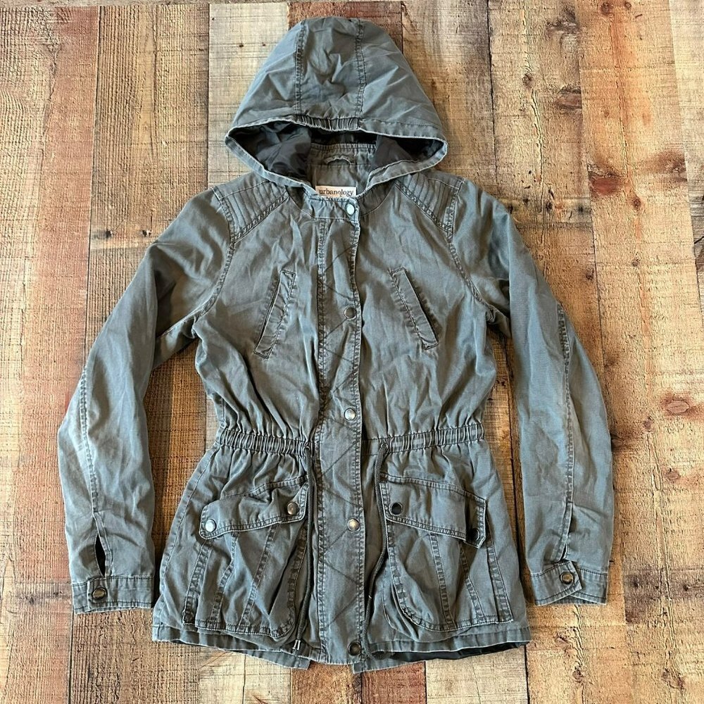 Urbanology military green gray canvas jacket women's s